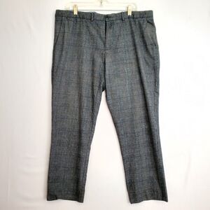 Tommy Hilfiger Men Pants Modern Straight Leg Cotton Gray Blue Tartan Plaid 38x34